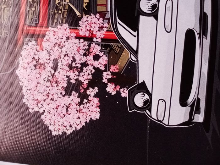 AFFICHE POSTER TOILE A3 JAPON VOITURE CERISIER EN FLEURS - photo numéro 2