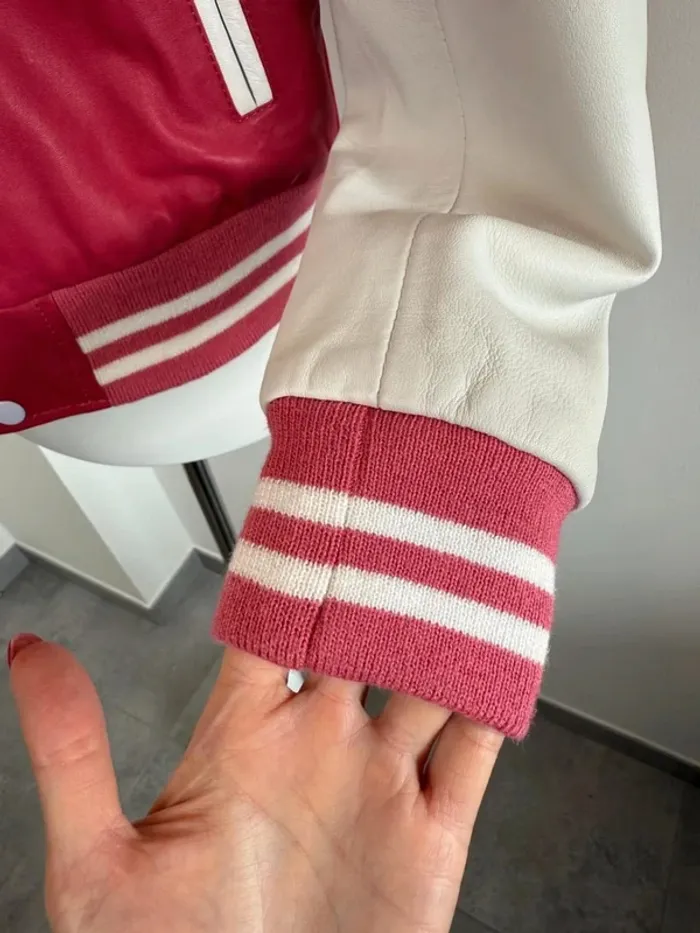 Veste bomber Aviatrix en cuir femme rose taille M très bon état - photo numéro 8