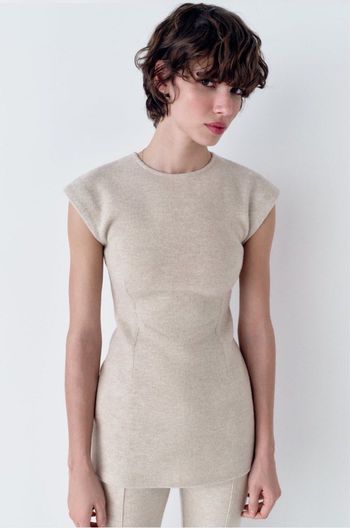 Robe tricot beige zara ou top