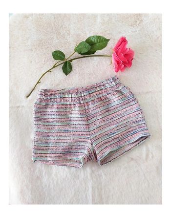 Short maille rayé bayadère corail multicolore Lisa Rose 5 ans fille mi-saison bohème