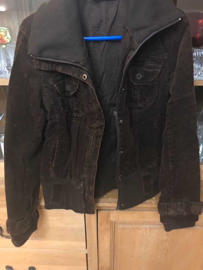 Veste/manteau velours marron Promod - photo numéro 3