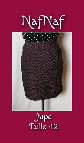 Mini-jupe bordeaux noir argenté taille 42 Nafnaf
