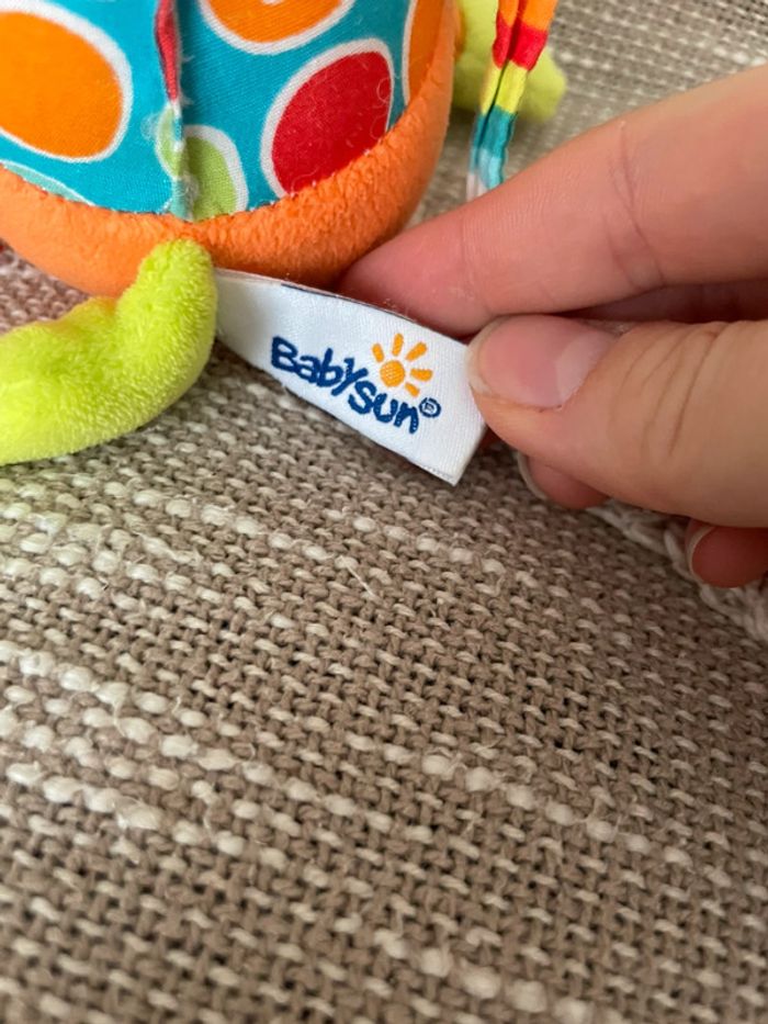 Peluche doudou musical 18cm babysun grenouille vert et orange très bon état - photo numéro 4