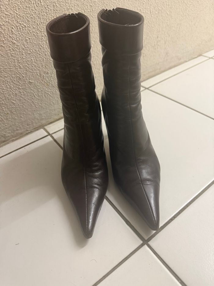 Bottines cuir marron/bordeaux T37 - photo numéro 8