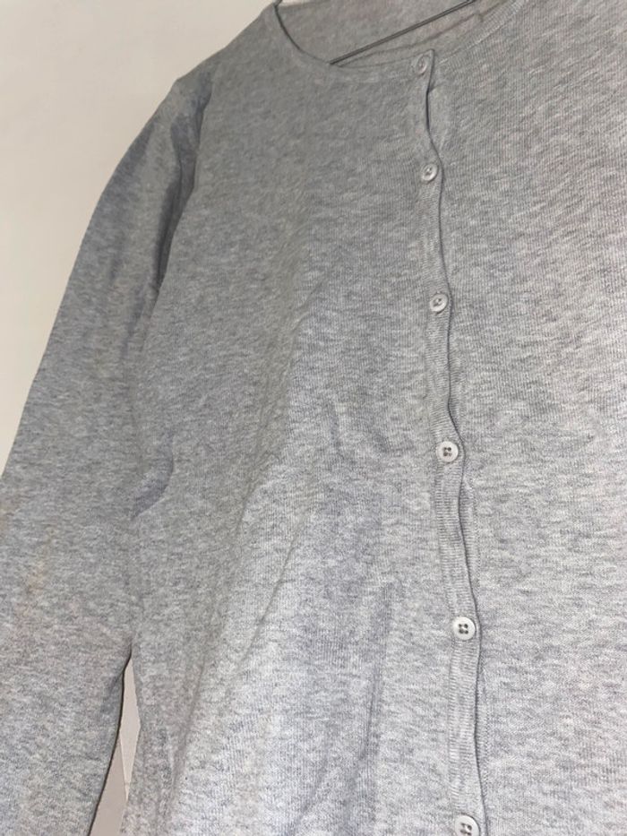 314 - gilet gris à détail marron sur les coudes - photo numéro 5