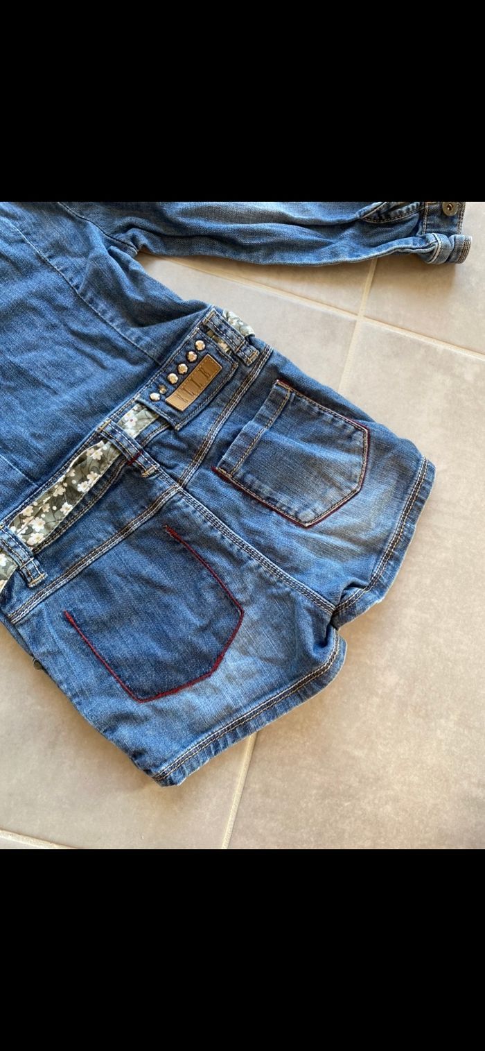 Combishort en jean manches longues 4 ans - photo numéro 10