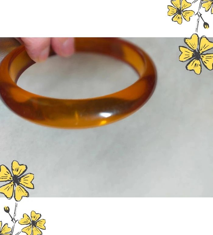 Bracelet jonc vintage orange translucide – résine 60s-70s - photo numéro 6