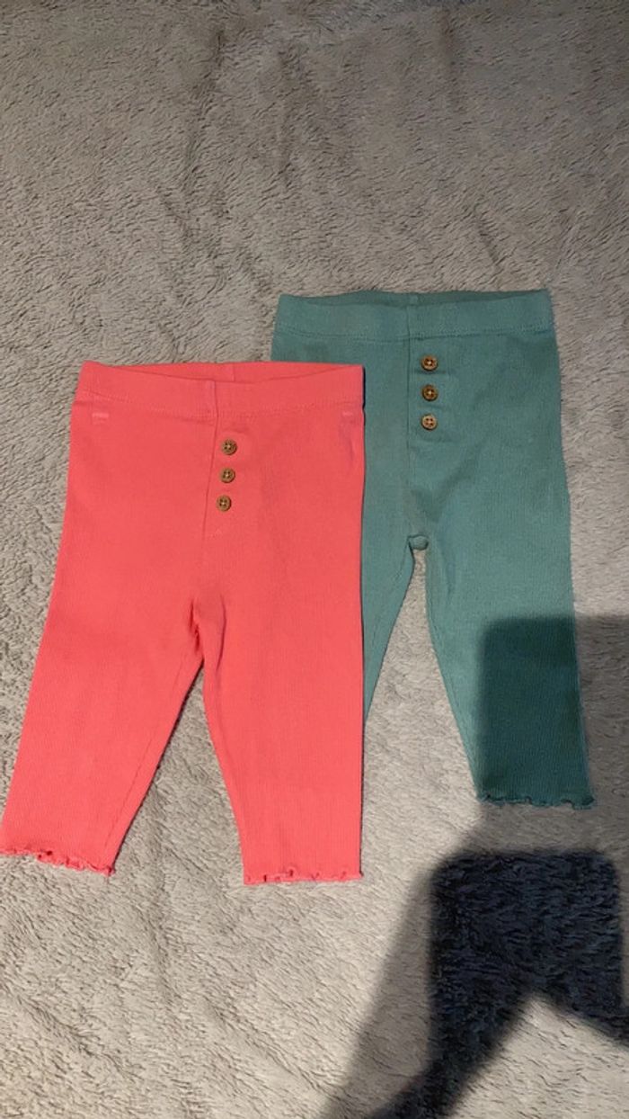 Lot deux leggings côtelés bébé