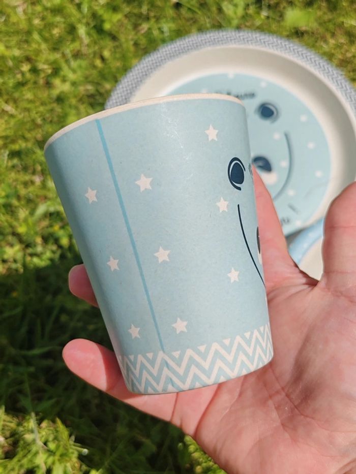 Set de vaisselle enfant panda bleu - photo numéro 4