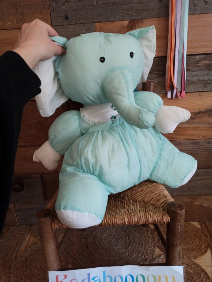Peluche éléphant toile vintage tbe - photo numéro 4