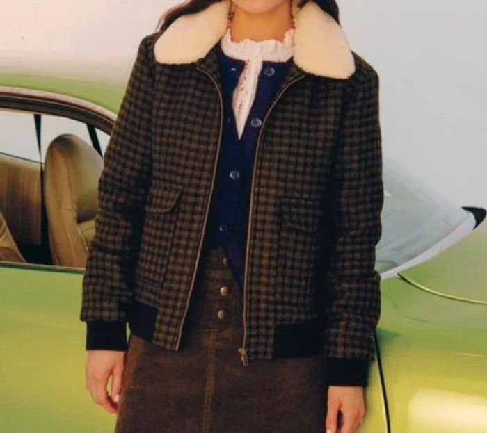 Veste teddy à carreaux en laine Monoprix Premium – Taille 42 - photo numéro 4