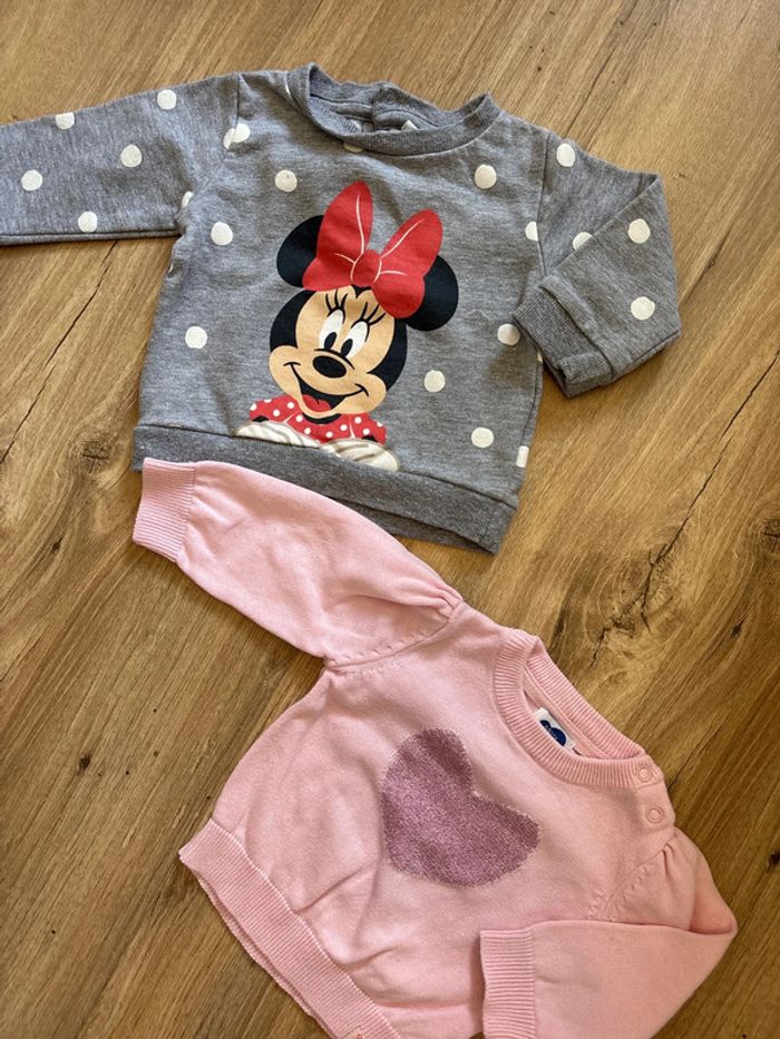 Lot 2 pulls 3 mois Minnie et Cœur