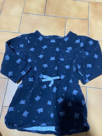 Robe manche longue noir motif chat 6 mois  kiabi