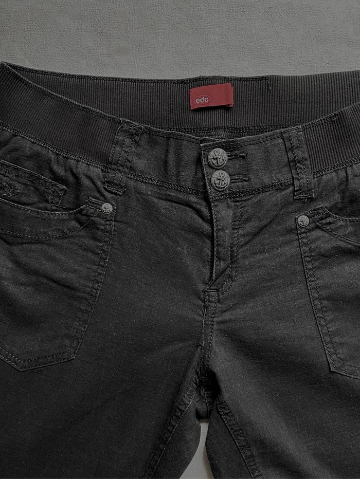 Pantalon noir style jogger bas serrable.  Teneur  en lin. - photo numéro 5