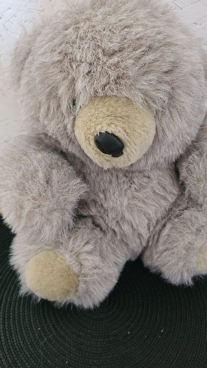 vintage Gris Fuzzy Teddy Bear Peluche