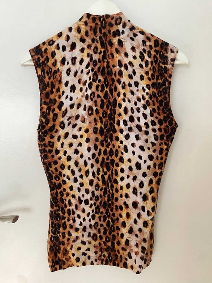Haut leopard en maille sans manche - photo numéro 3