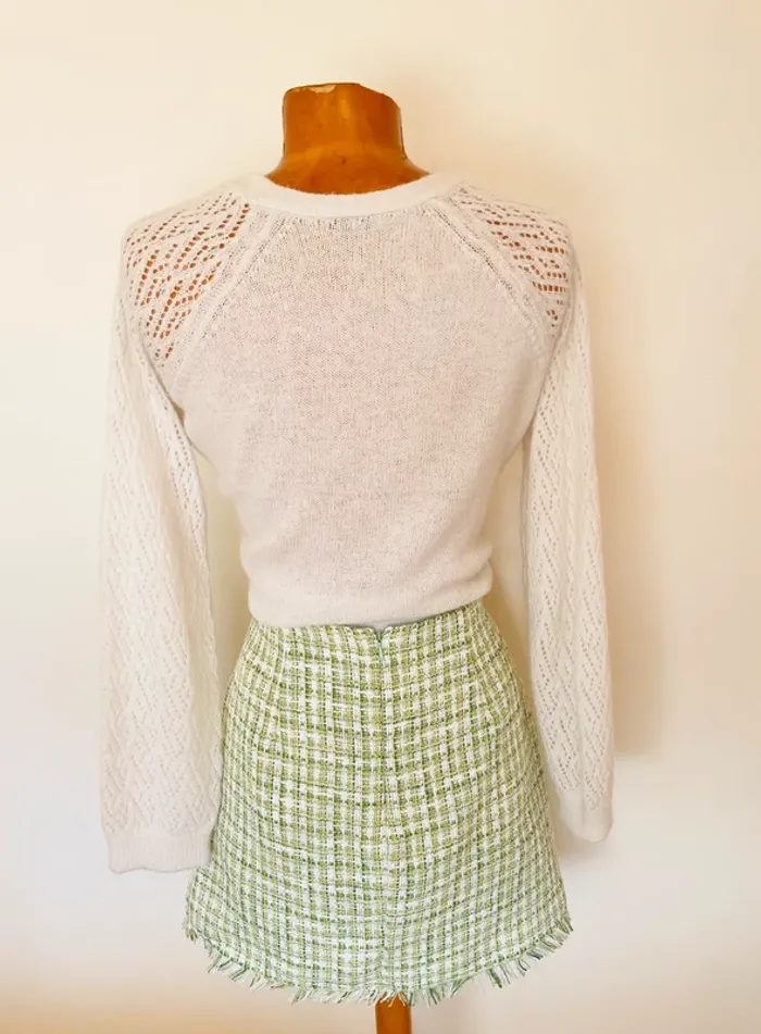 Petite jupe en tweed rayée verte - photo numéro 2