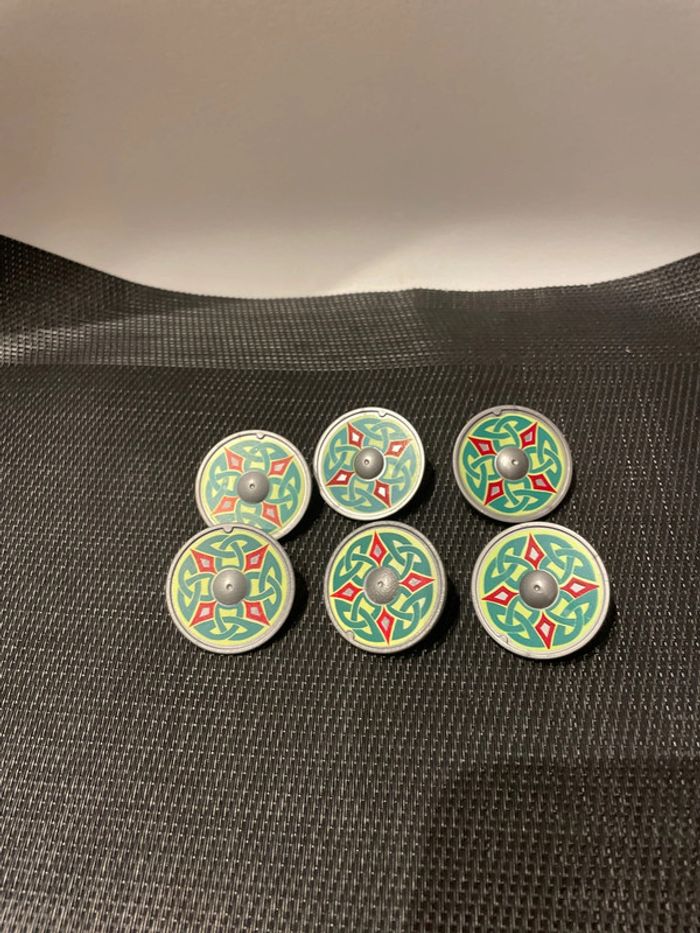 Playmobil lot 6 boucliers ronds chevalier du dragon vert 5831 4775 5836 3064 2622 château