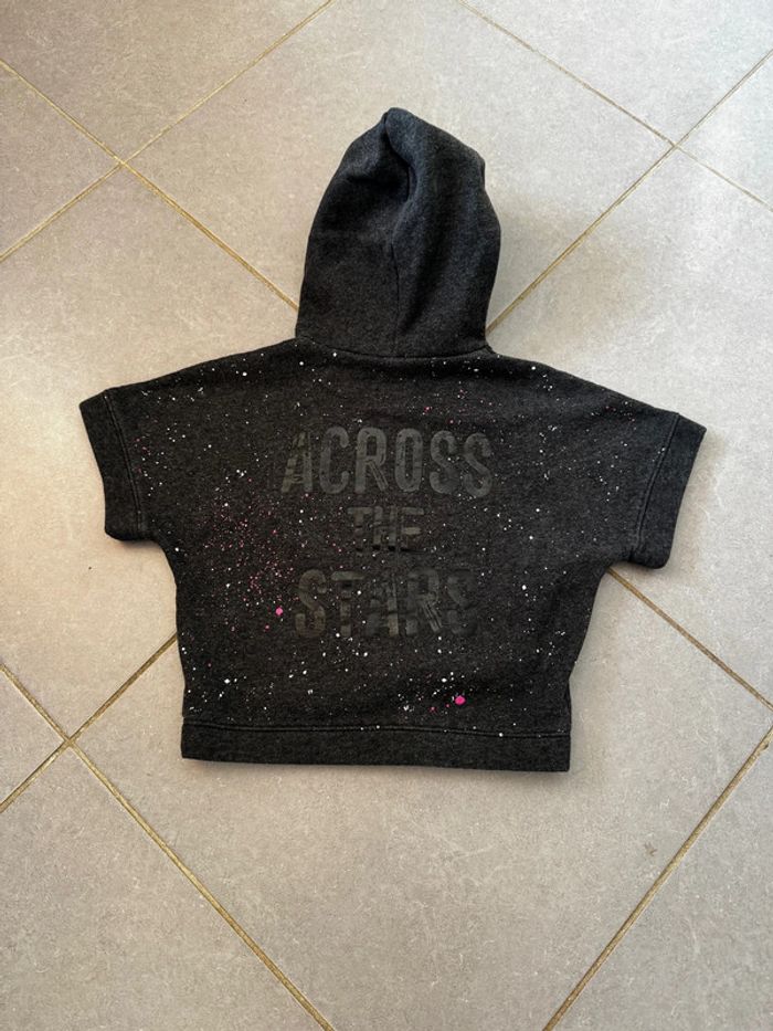 Pull / Sweat à capuche - Ikks - Sorry for the mess - Noir, gris & rose - 5 ans - photo numéro 3