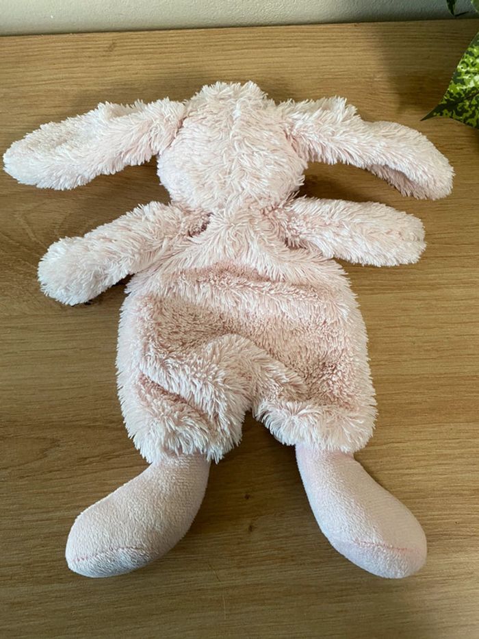 Doudou plat lapin rose nez beige famiflora - photo numéro 3