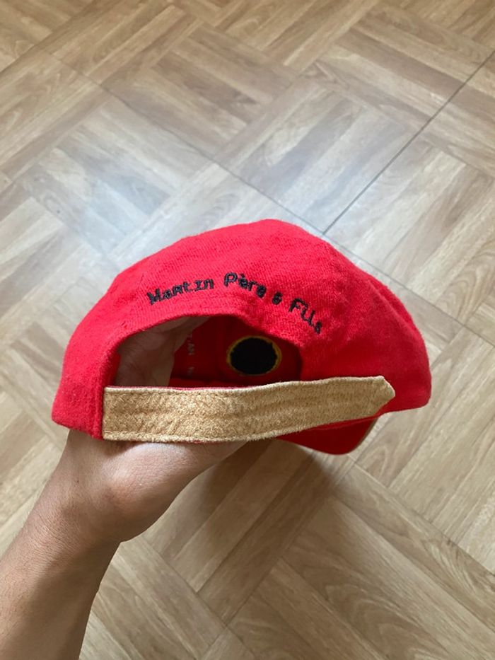 Casquette rouge et marron vintage logo brodé - photo numéro 3