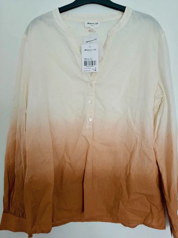 Chemise manches longues Maison 123 coton dégradé ocre taille 40 NEUVE