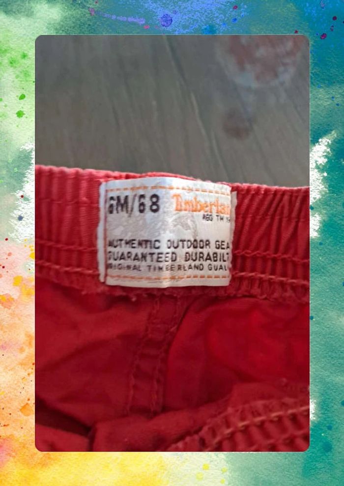 👶 Short rouge Timberland – Taille 6 mois - photo numéro 4