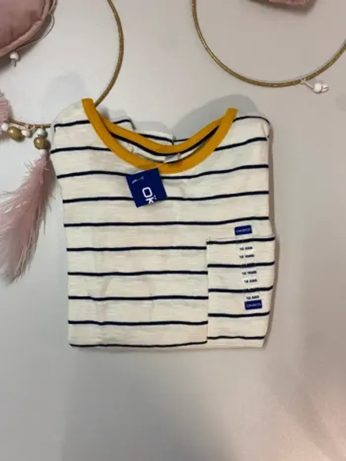 Pull fin garçon - neuf - marinière - Okaïdi - Taille 12 ans