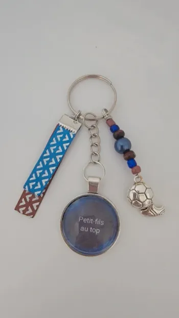 Cadeau petit fils, porte clé message " petit fils au top "