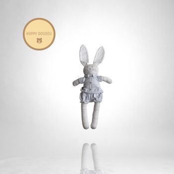 Peluche Lapin blanc habit rayé bleu Petit Bateau A1044