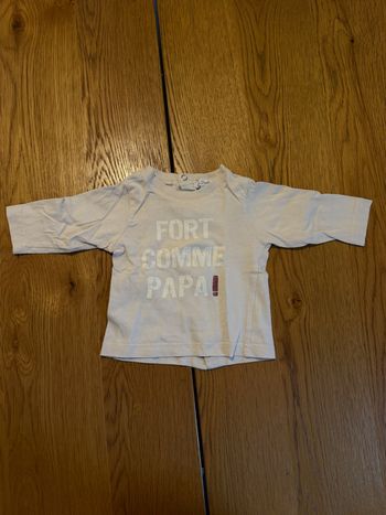 T-shirt Manches Longues Kimbaloo Bébé Garçon 3 Mois Fort comme papa ! Très Bon État Réduction Lot