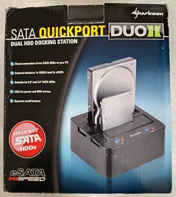Sharkoon SATA QuickPort Duo 2.5" & 3.5" Black SATA 1 x USB 2.0 / 2 x eSATA Hard