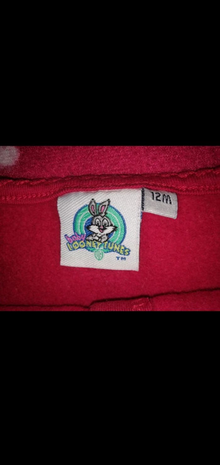 Gilet épais à boutons rouge 12 mois Looney Tunes neuf - photo numéro 2