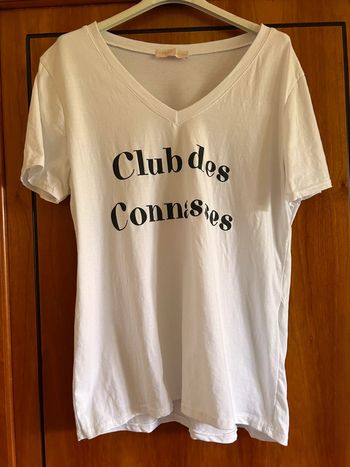 T-shirt blanc col v April Vintage