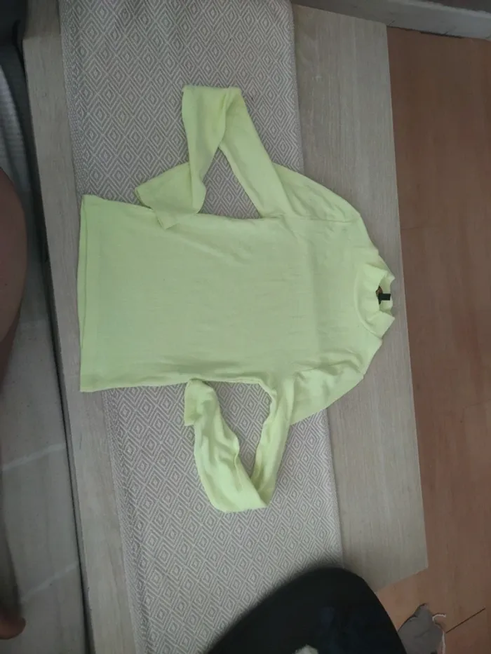Sous pull col roulé jaune fluo côtelé Jennyfer 12 ans