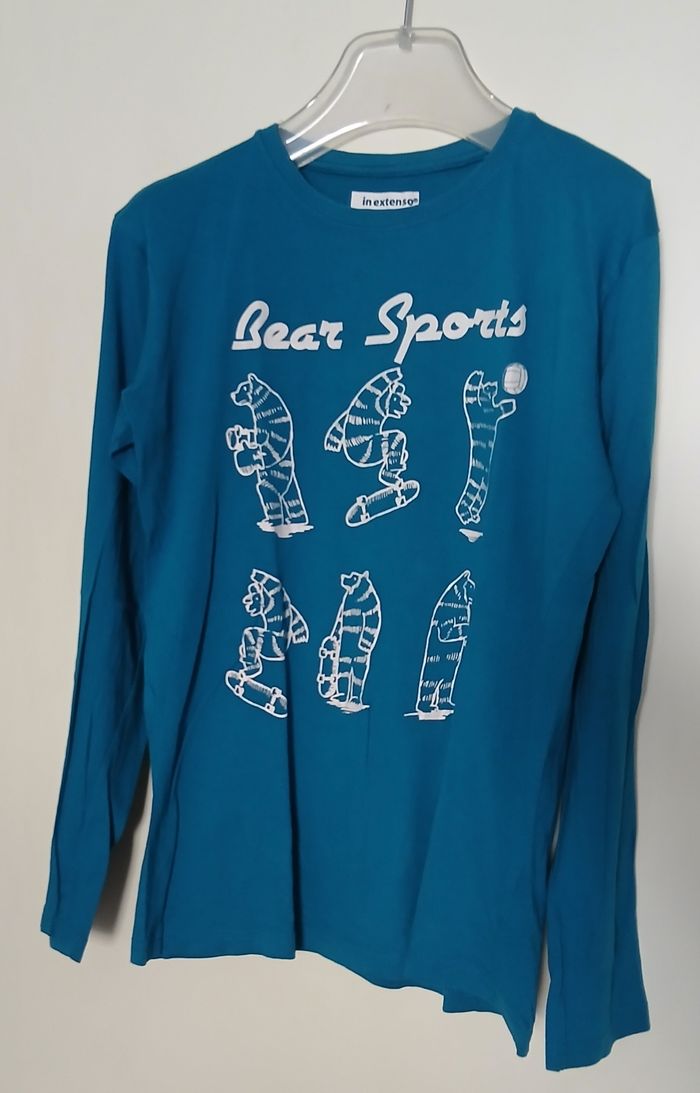 T-shirt manches longues bleu 14 ans - photo numéro 4