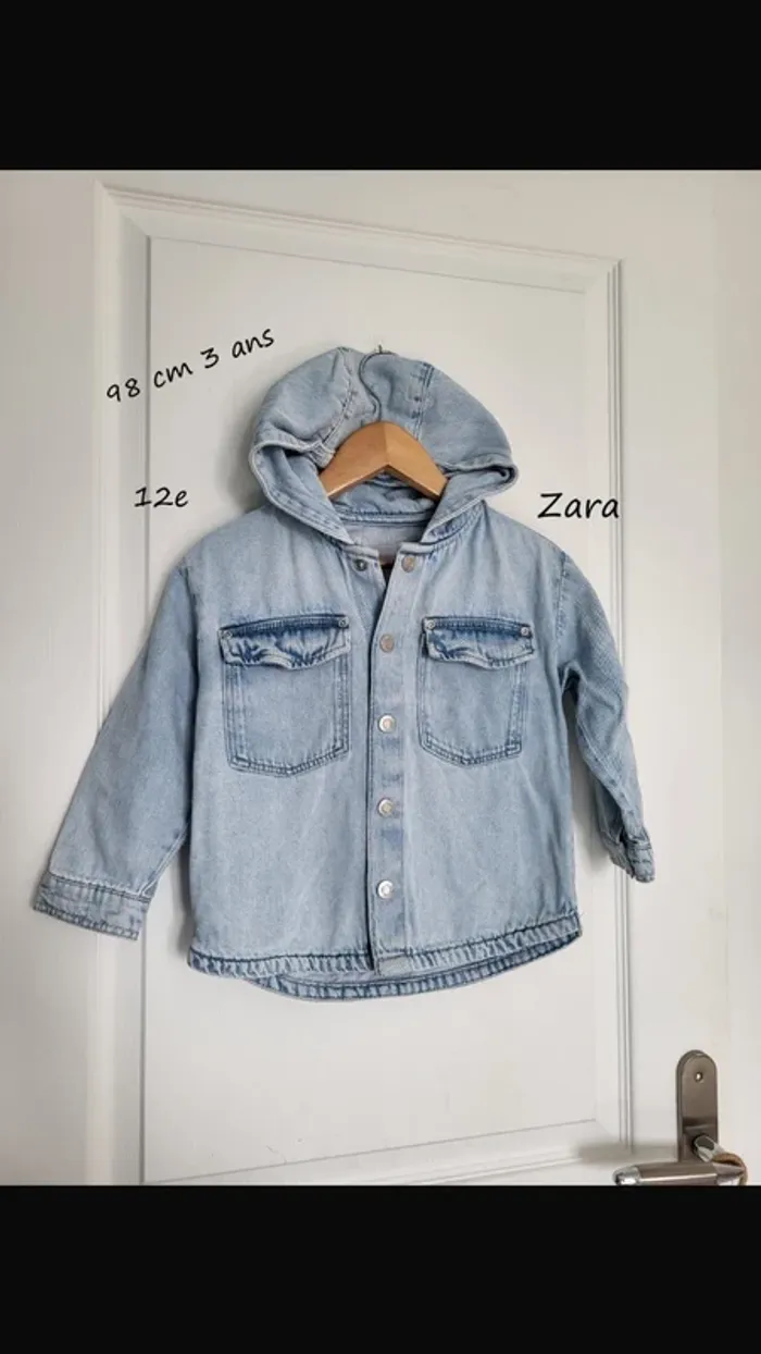 Surchemise jean capuche zara 3 ans