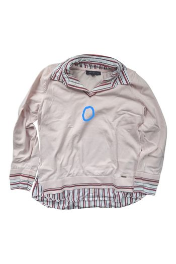 🩷 Pull femme Tommy Hilfiger – col V rose pâle, style chemise, taille M