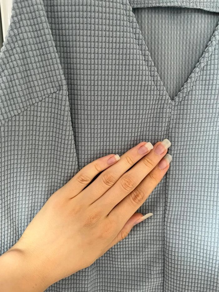 Robe salopette en velours côtelé , bleu clair, SHEIN, S - photo numéro 3