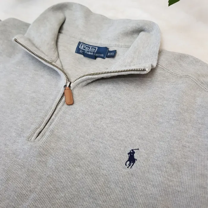 Pull Camionneur half demi zip Ralph Lauren XXL Gris - photo numéro 4