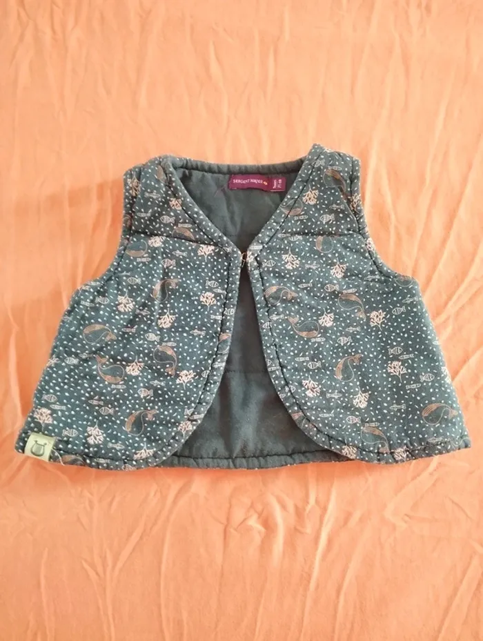 * Gilet chaud sans manche motifs poissons corail T9M Sergent Major