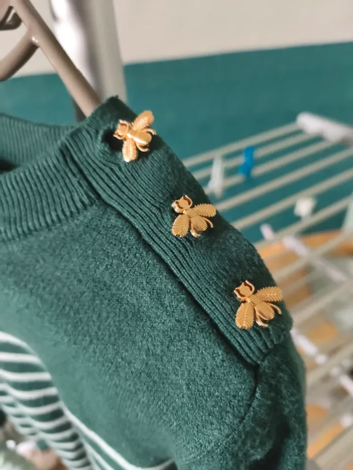Pull rayé vert canard - photo numéro 2