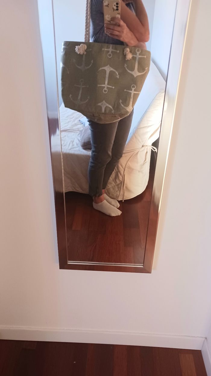 Sac vert motif ancres argentées - photo numéro 2