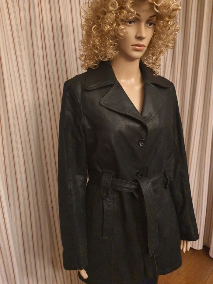 Veste longue cuir noir Authentic taille 40 - photo numéro 3