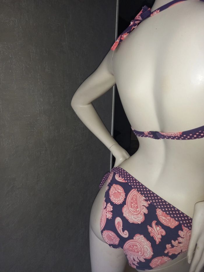 maillot de bain 2 pièces violet et rose etam taille 42 - photo numéro 2