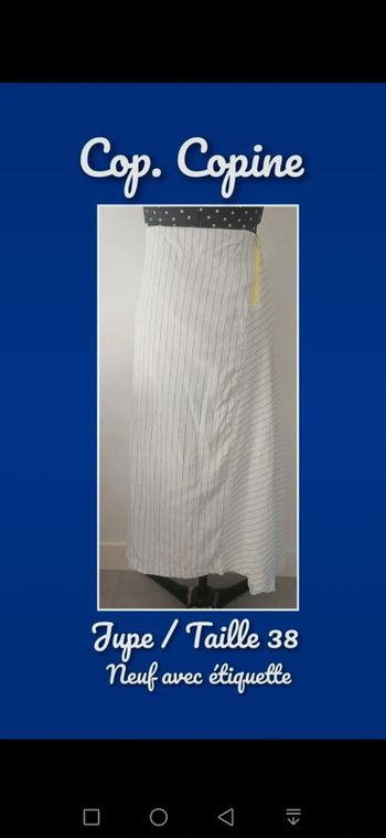Jupe longue rayures blanc jaune fluo Taille M Cop. Copine