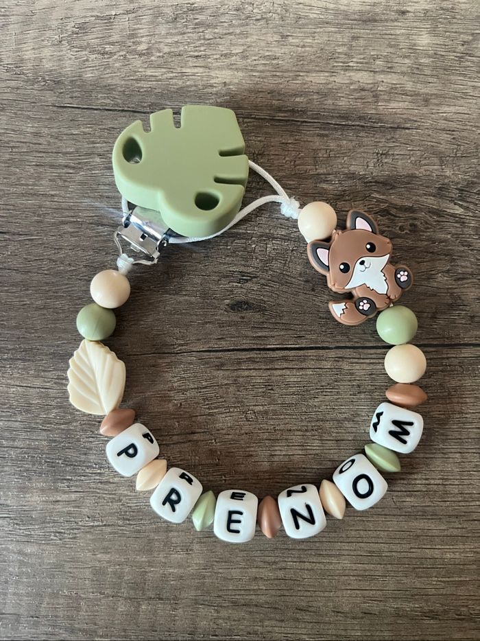 Attache tétine personnalisée Renard thème forêt