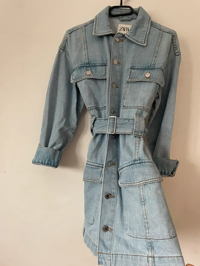 Robe en jean Denim Zara avec ceinture taille XS - photo numéro 7