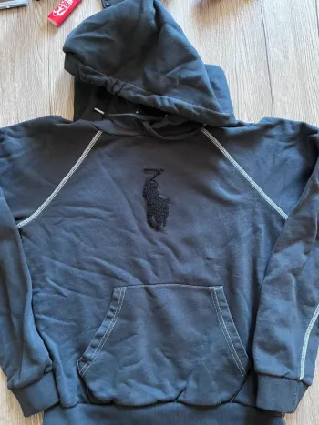 Ralph Lauren sweat à capuche poche centrale coupe courte taille S gris anthracite