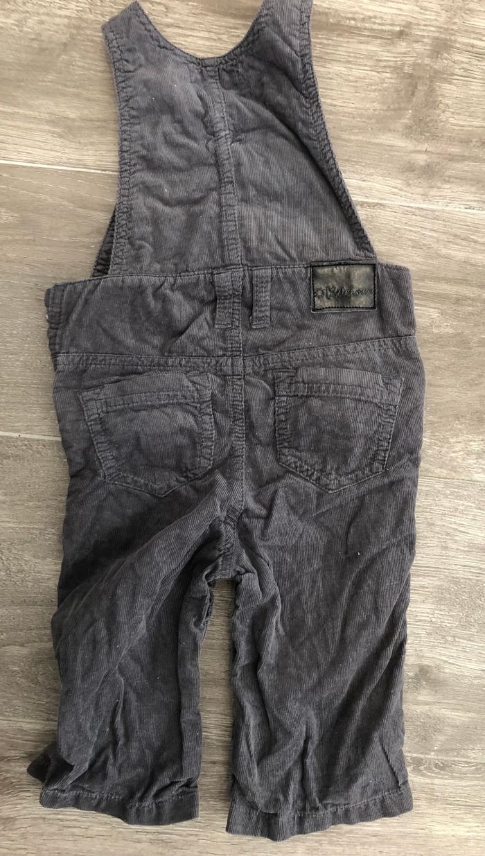 Salopette en velours côtelé gris 74 cm - photo numéro 2